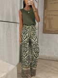 Women's two-piece set with geometric pattern