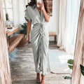 Women's button-up satin shirt dress