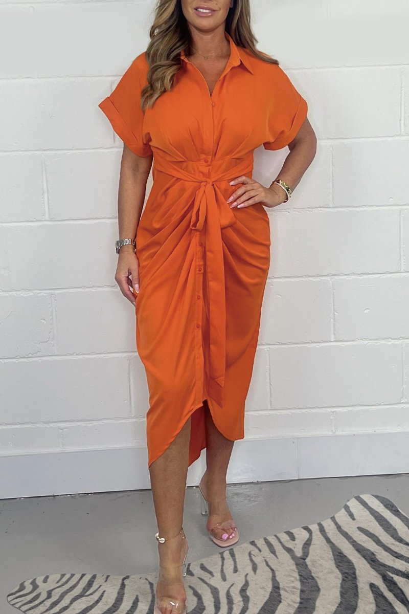 Women's button-up satin shirt dress