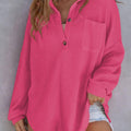 Loose-fitting, solid-color waffle-knit shirt for women