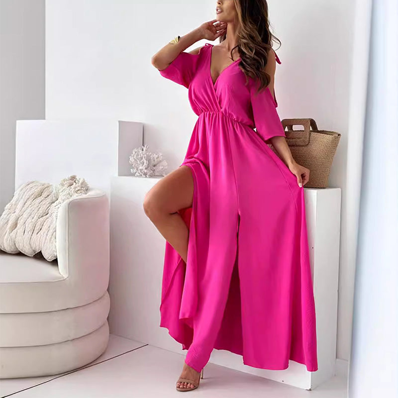 Elegant & Sexy V-Neck Side Slit Dress for Women