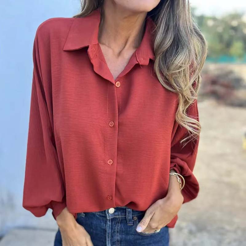 Elegantes einfarbiges Button-Up-Saum für Damen