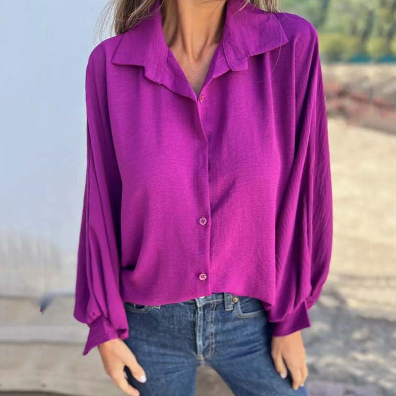 Elegantes einfarbiges Button-Up-Saum für Damen