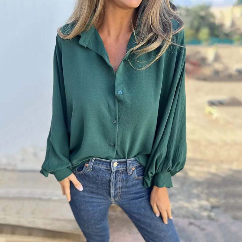 Elegantes einfarbiges Button-Up-Saum für Damen