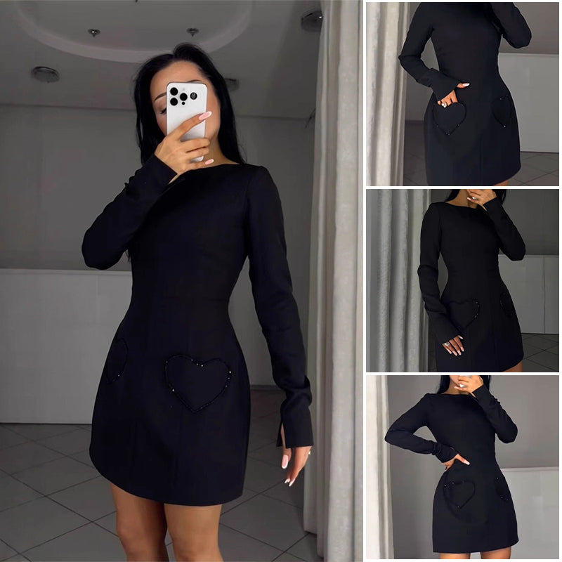 Figure-hugging mini dress with a round neckline
